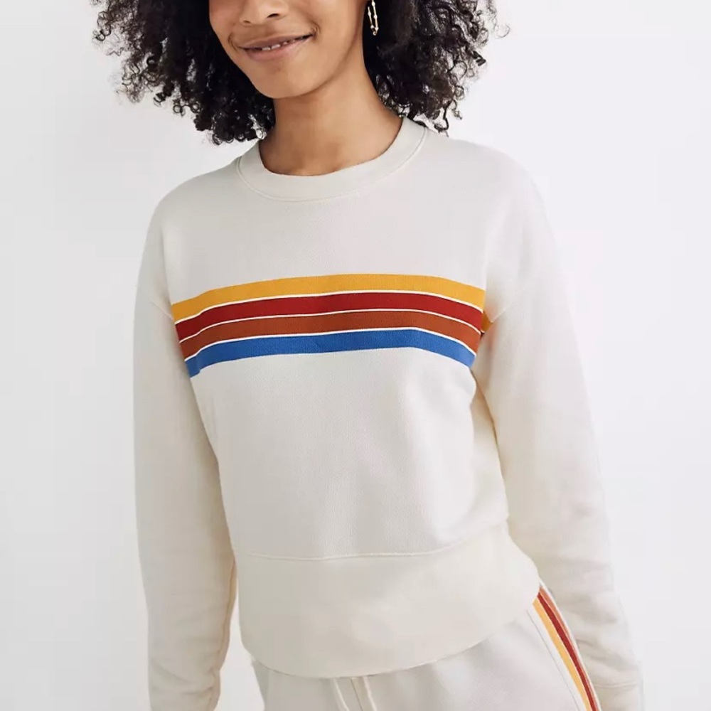 Madewell Rainbow Inlay Crop Sweatshirt Stripes